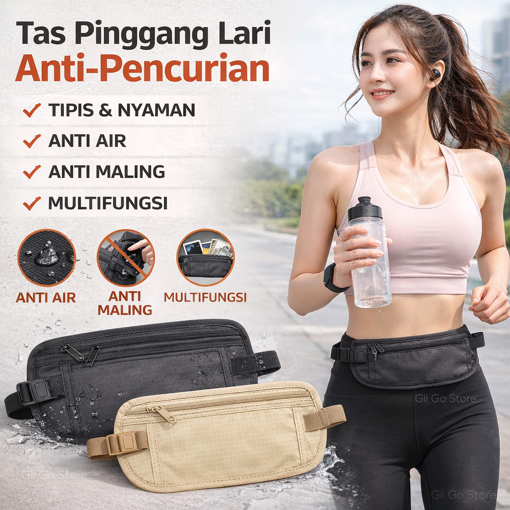 Tas Pinggang Ramping Tipis Tas Pinggang Lari Outdoor Tas Pinggang Anti Air Tas Pinggang Serbaguna/Pr