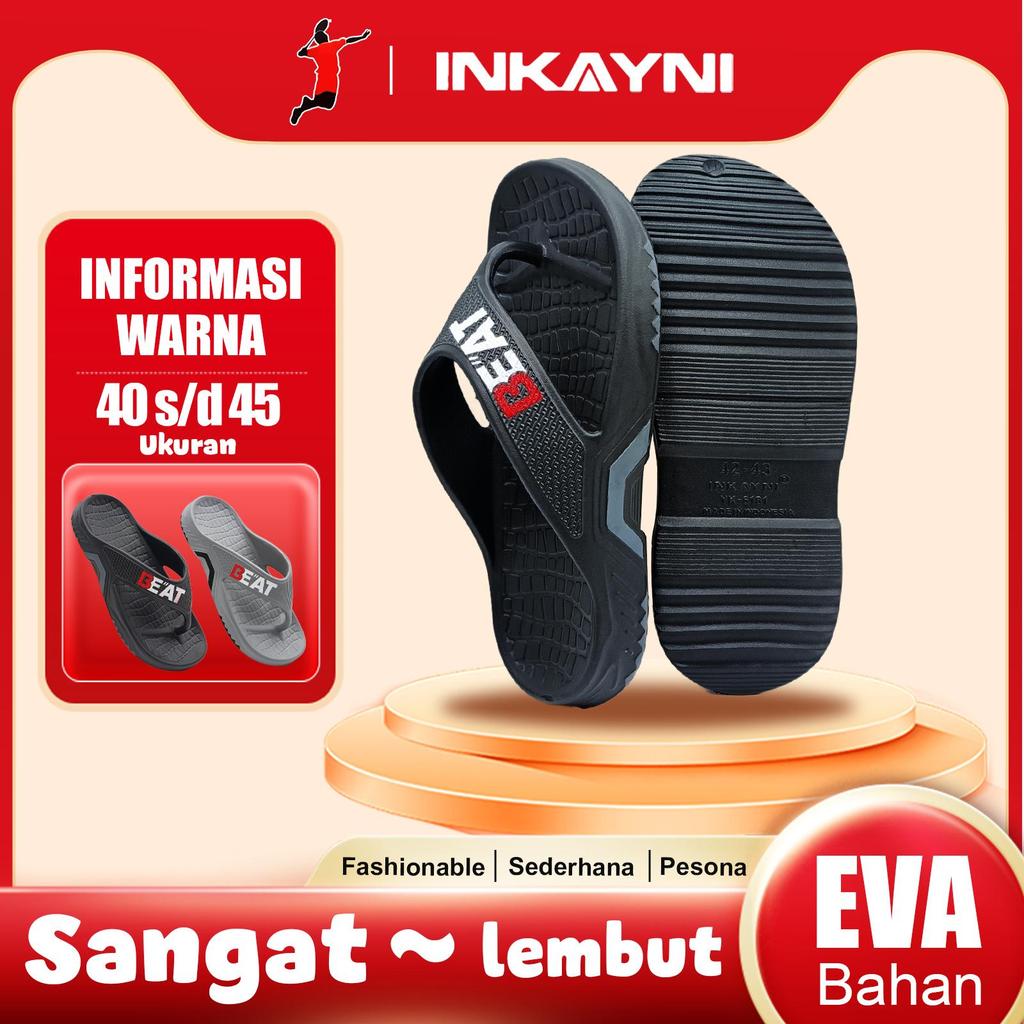 INKAYNI sandal jepit karet pria empuk sandal jepit pria Ringan Casual Dan Anti Licin Sepatu sandal p