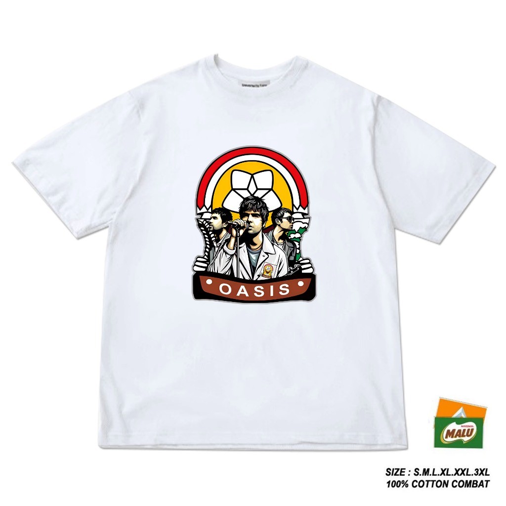 kaos plesetan Band rock  OASIS bahan  katun combat