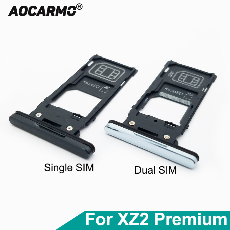 Aocarmo For Sony Xperia XZ2 Premium H8116 H8166 XZ2P Single Dual Sim Tray Slot Memory MicroSD TF Car