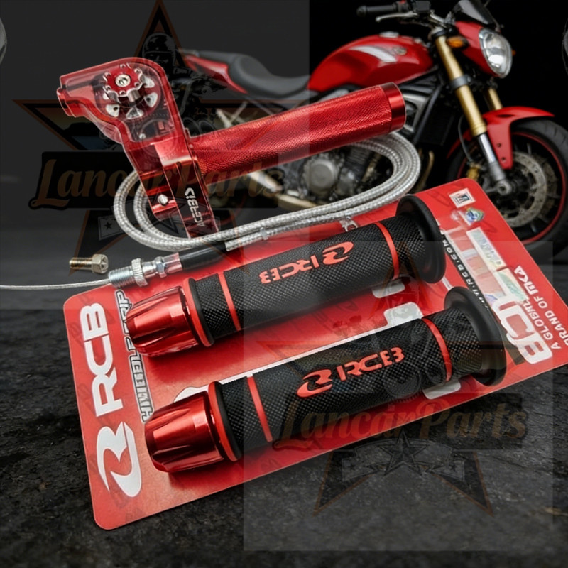 Paket 3in1 Gas Spontan Acerbis V2 Plus 1 Kabel + Handgrip RCB HG55 Original + Jalu Stang Cnc Univers