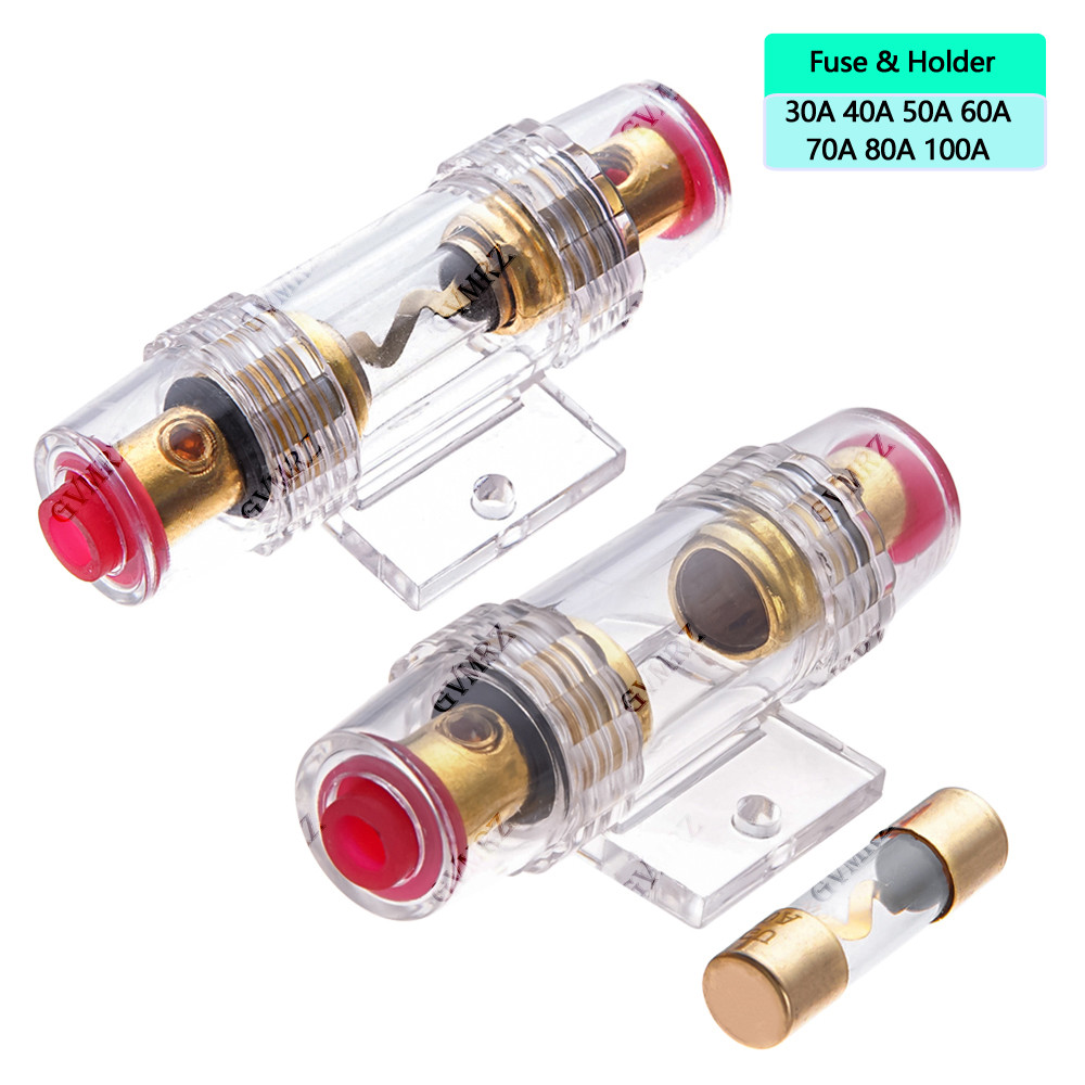 1Set 30A 40A 50A 60A AGU 10*38MM Sekring & Dudukan Sekring Refit Audio Mobil Dudukan Sekring Audio S