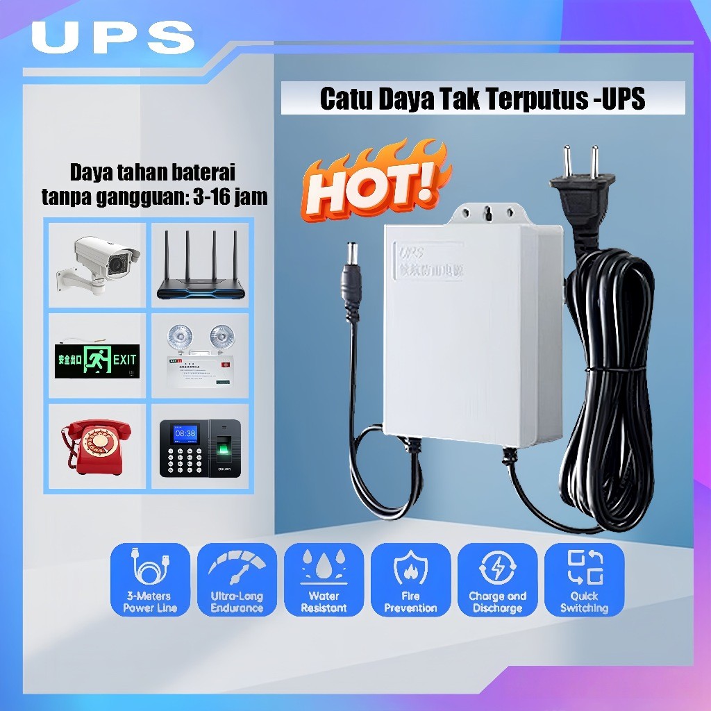 Smart UPS 12V 1.5A Uninterruptible Power Supply Mini UPS Baterai Cadangan untuk WiFi Router Modem da