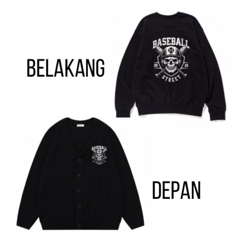 cardigan sweater pria trendi sablon depan belakang
