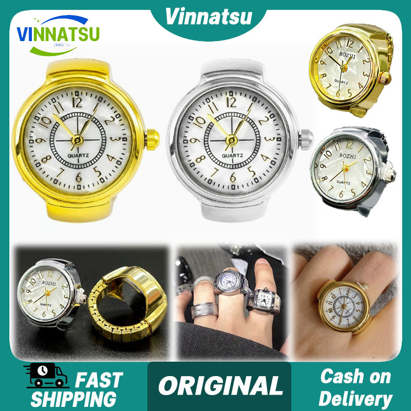 Vinnatsu Jam Tangan Cincin Digital Emas Jam Tangan Retro Cincin Mini Cincin Pria Dan Wanita Yang Ele