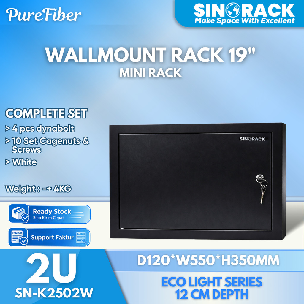 RAK SERVER 2U HITAM SERIES Wallmount Rack Server 2U SINORACK  Mini Series 120x550x350mm