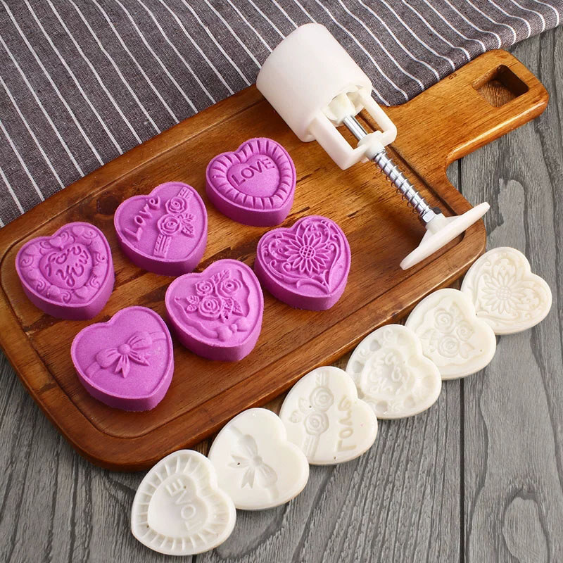 Alat Pemanggang Kue Bulan 50g, Cetakan Kue Rumahan dengan Berbagai Pola Cetak