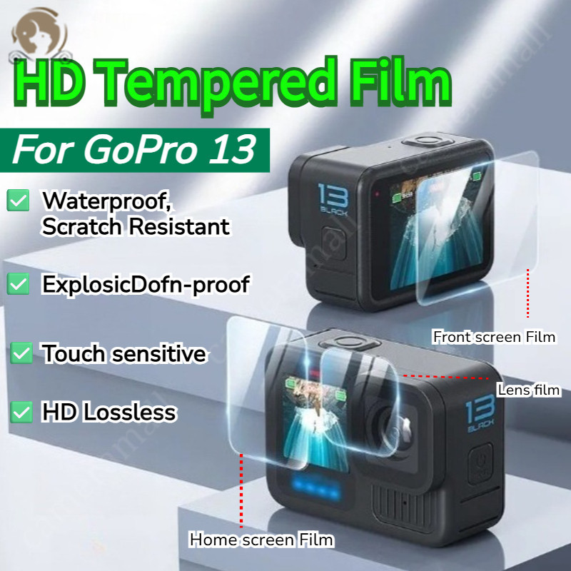 Film Kaca Tempered untuk GoPro Hero 13 Pelindung Layar Kaca Tempered Ultra-HD Transparan Kekerasan 9
