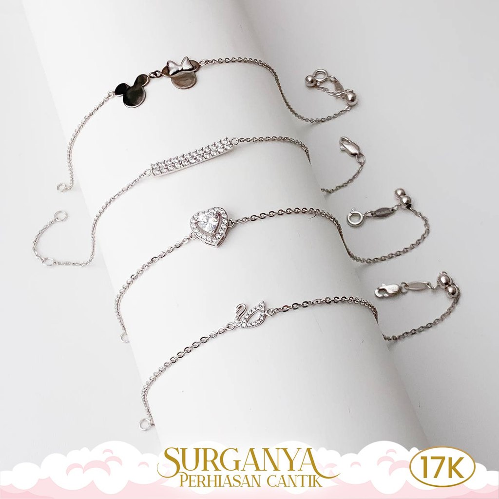 Gelang Emas Putih Kadar 17K Model Minimalis Serut Macan Gold