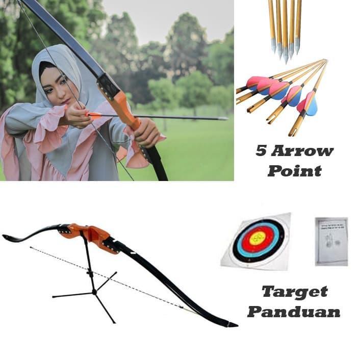 Paket Busur Panah Anak dan Pemula + 5 Anak Panah Point + Target