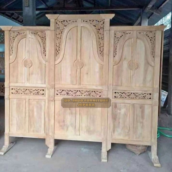 Free ongkir  sketsel pemisah penyekat ruangan kayu jati model antik klasik ukir >
