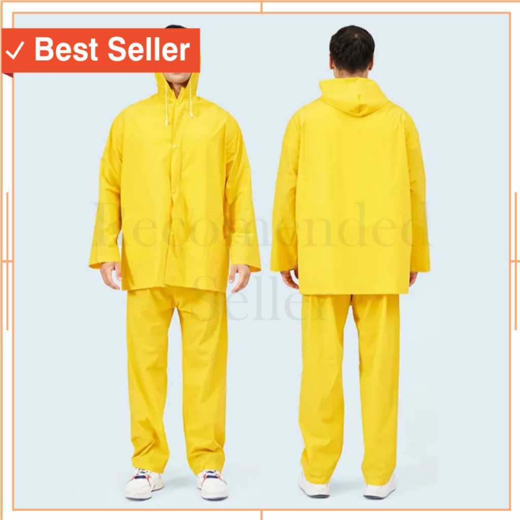 Jas Hujan Termurah / JAS HUJAN SETELAN PROYEK DEWASA WARNA KUNING BAHAN PVC TEBAL
