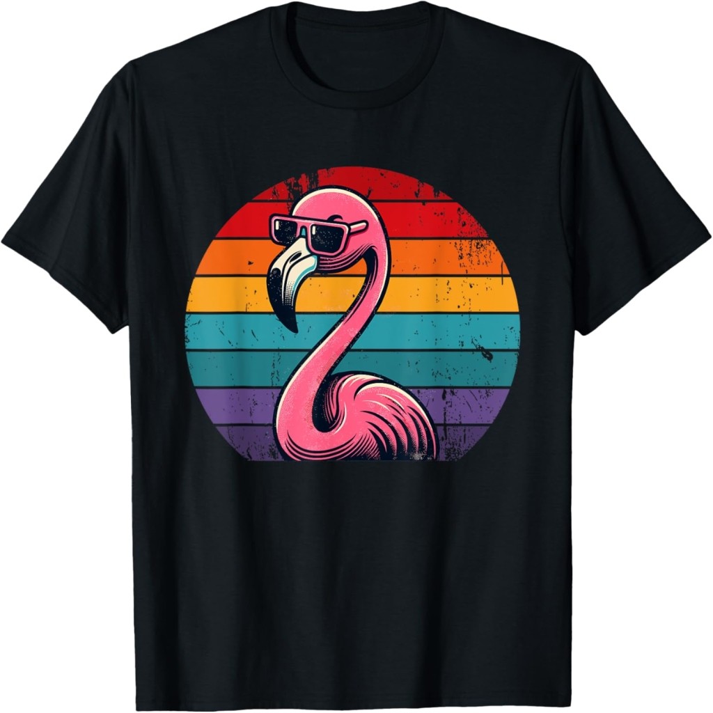 Kaos Keren Retro Flamingo in Sunglasses 70s 80s 90s Funny Flamingo Kaos