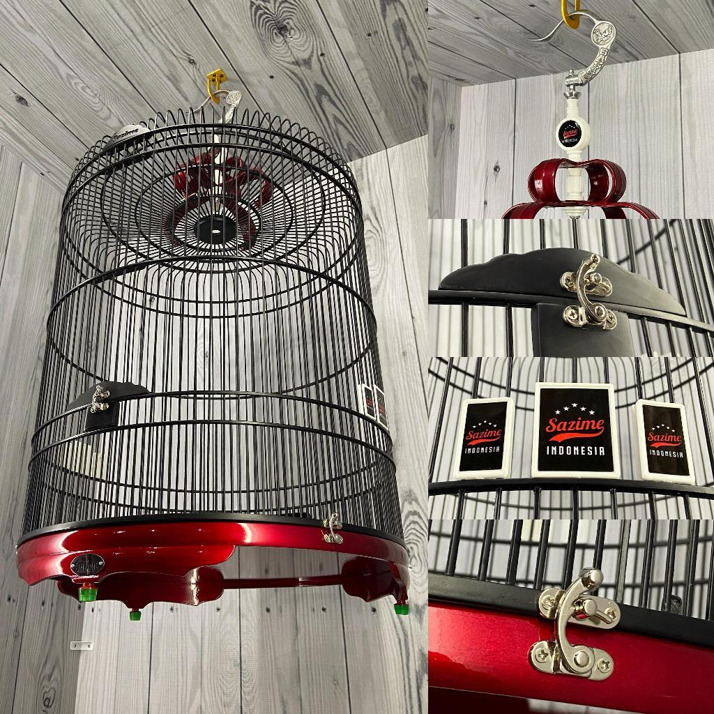 SAZIME RED CANDY / MERAH TEBOK KAYU CEPER ( FREE PACKING KAYU ) SANGKAR BURUNG SANGKAR BULAT MURAI