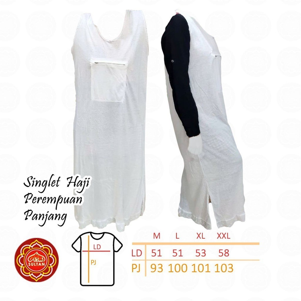 Kaos Cardet Premium Kantong Depan Resleting Singlet Haji dan Umroh Wanita Nyaman