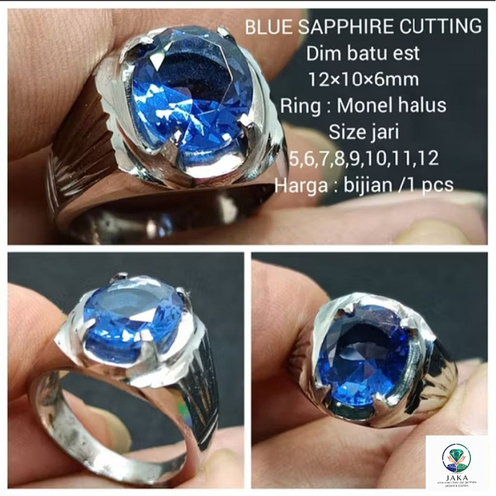 CINCIN BATU PERMATA BLUE SAFIR CUTTING CRYSTAL