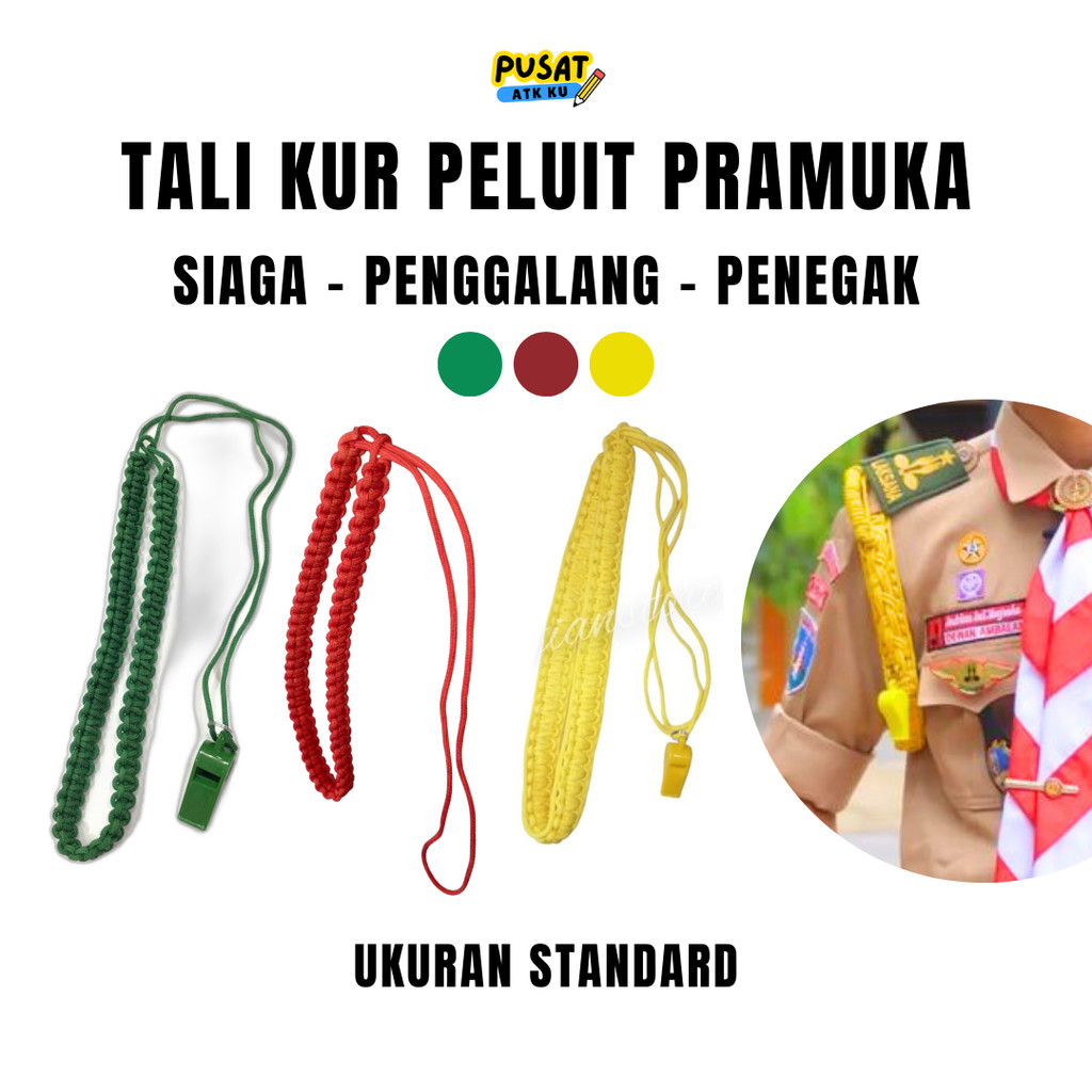 Tali Peluit Berbagai Warna (Tanpa Peluit) / Tali Kur Peluit Pramuka / Talikur Pluit Merah Kuning Hij