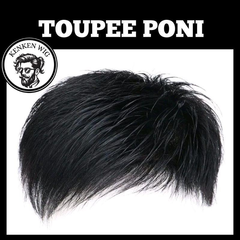 Wig Toupee Poni Untuk Pria Botak Penutup Rambut Baigian Depan Lebih Panjang Penutup Botak Depan