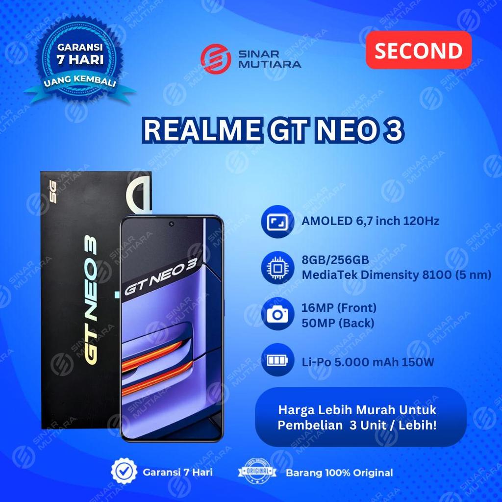 REALME GT NEO 3 8/256 HP SECOND ORIGINAL SINAR MUTIARA CELL