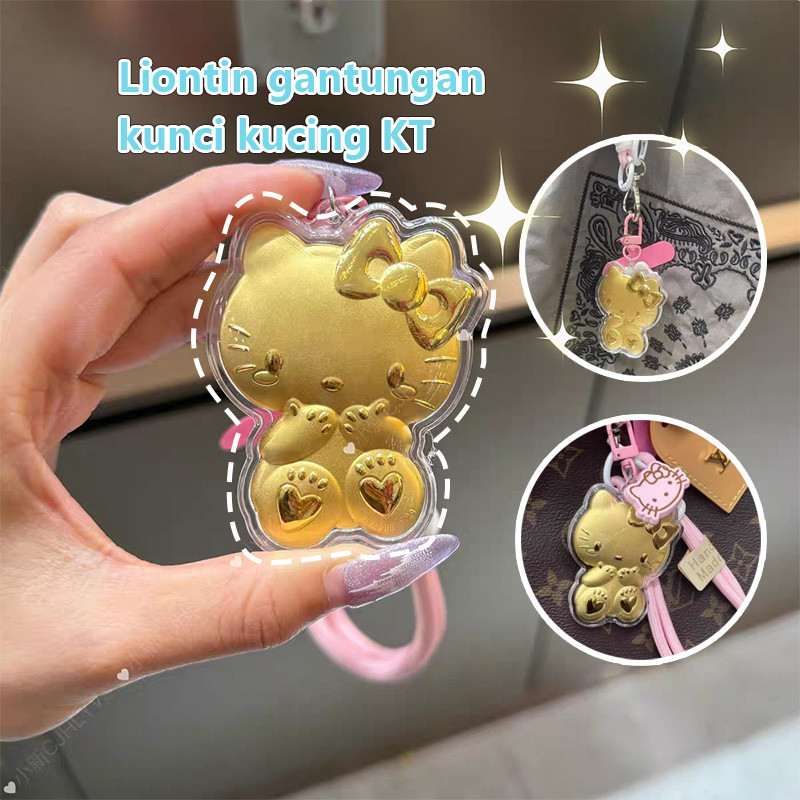 COD Gantungan Kunci/Gantungan Ponsel/Hiasan Tas/Hadiah Hello Kitty Lucu untuk Pacar Anda (Emas Imita