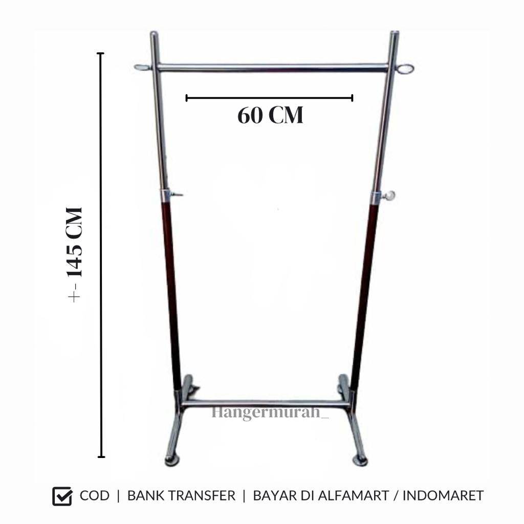 Gawang Hanger Baju Pipa Bulat 60 Cm Aluminium