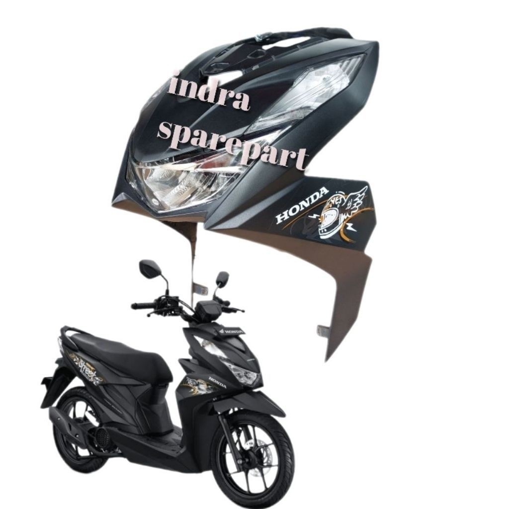 Tameng Dasi Body Depan Berikut Reflektor Beat Street LED 2020 2023 Hitam Doff