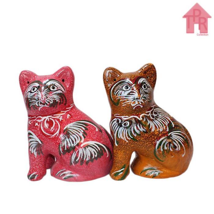 Gerabah Celengan Tanah Liat Tradisional Model Kucing T30 Finishing Spray Painting Cocok Sebagai Hadi