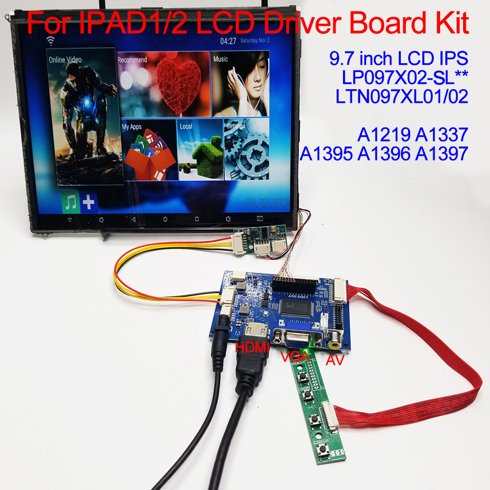 IPAD1 IPAD2 LP097X02 LCD Screen Controller Board 97 inch 1024*768 LVDS 30Pin HDMI VGA 2AV reverse Dr