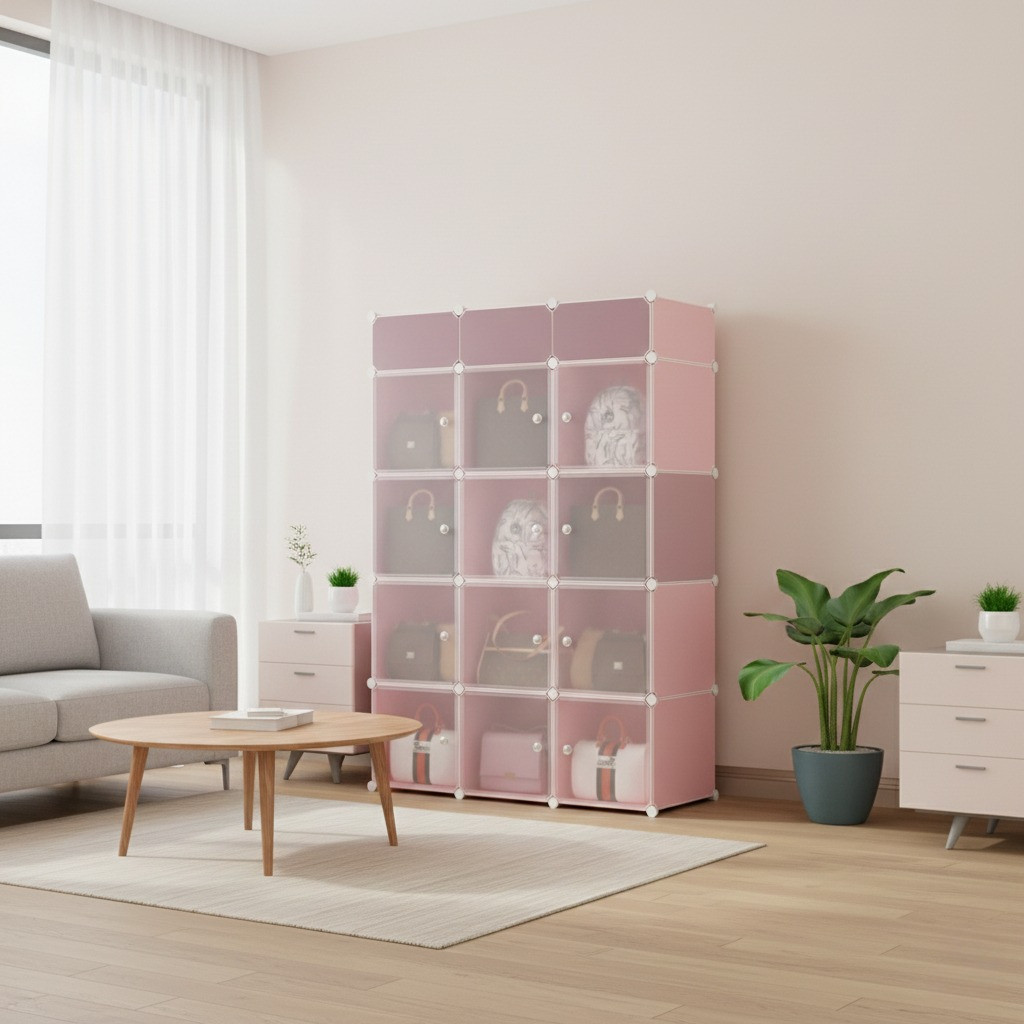 Lemari Plastik - Lemari Pakaian Plastik - Lemari Susun Plastik - Lemari Tas 12 Pintu