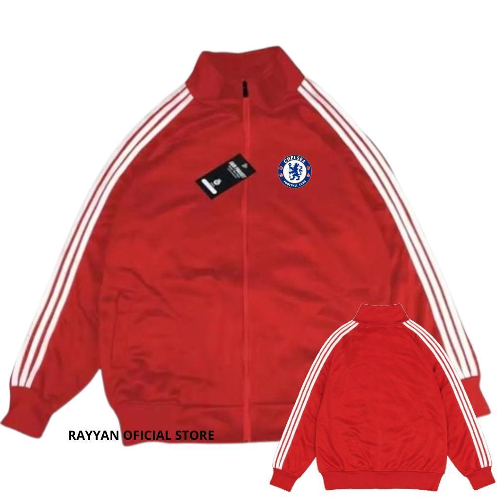 Chelsea Jacket Tracktop White Stripe - Merah