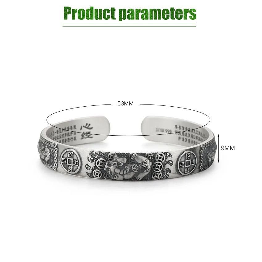 Gelang Titanium Pria Wanita Pixiu Keberuntungan Retro Anti Karat
