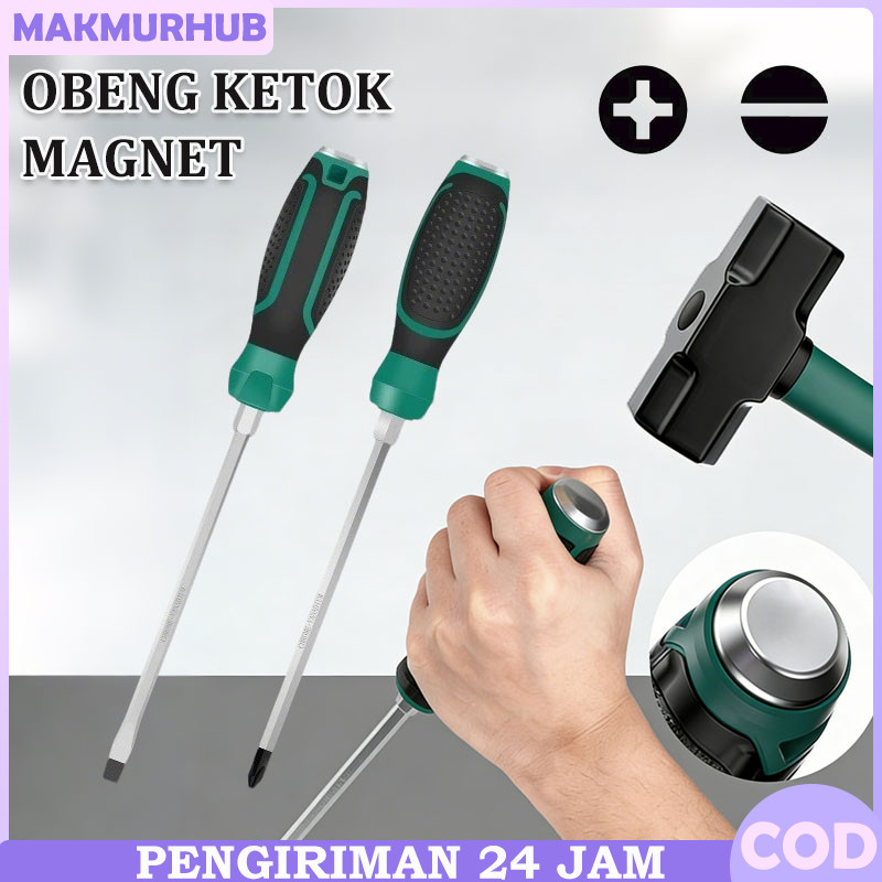 Set Obeng Magnetic Screwdriver / Phillips, Slotted, Ketok / Pegangan Ergonomis Anti Slip / Kualitas 
