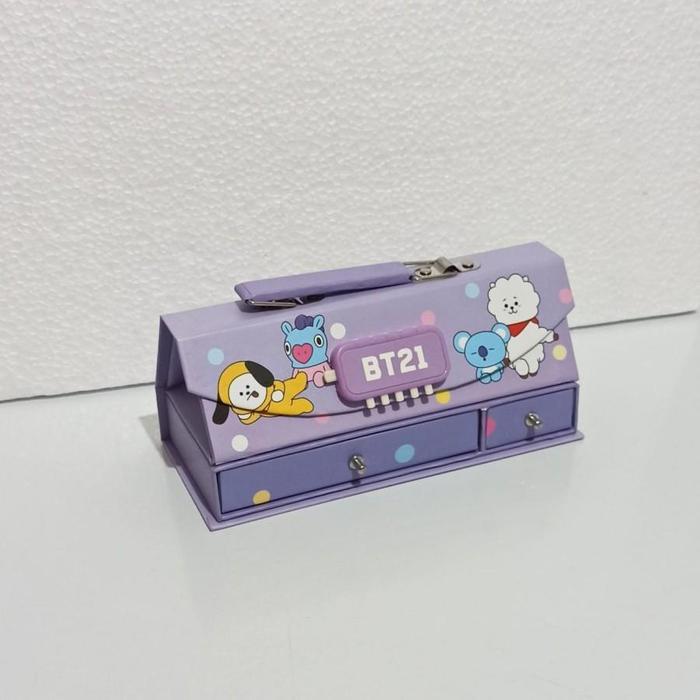 Tap Stationery BOS Kotak Pensil Karton+Kode Kunci/Tempat Pensil/Pencil Case Code/Pin Stationery Besi