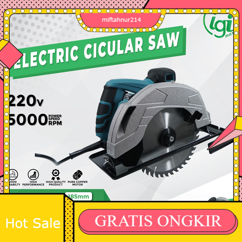 MESIN GERGAJI POTONG KAYU LISTRIK CIRCULAR SAW ELECTRIC PEMOTONG