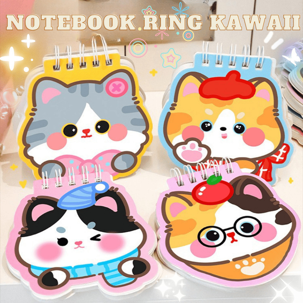 NOTEBOOK RING MINI KAWAII ANIMAL POLOS TANPA GARIS | BUKU CATATAN ESTETIK