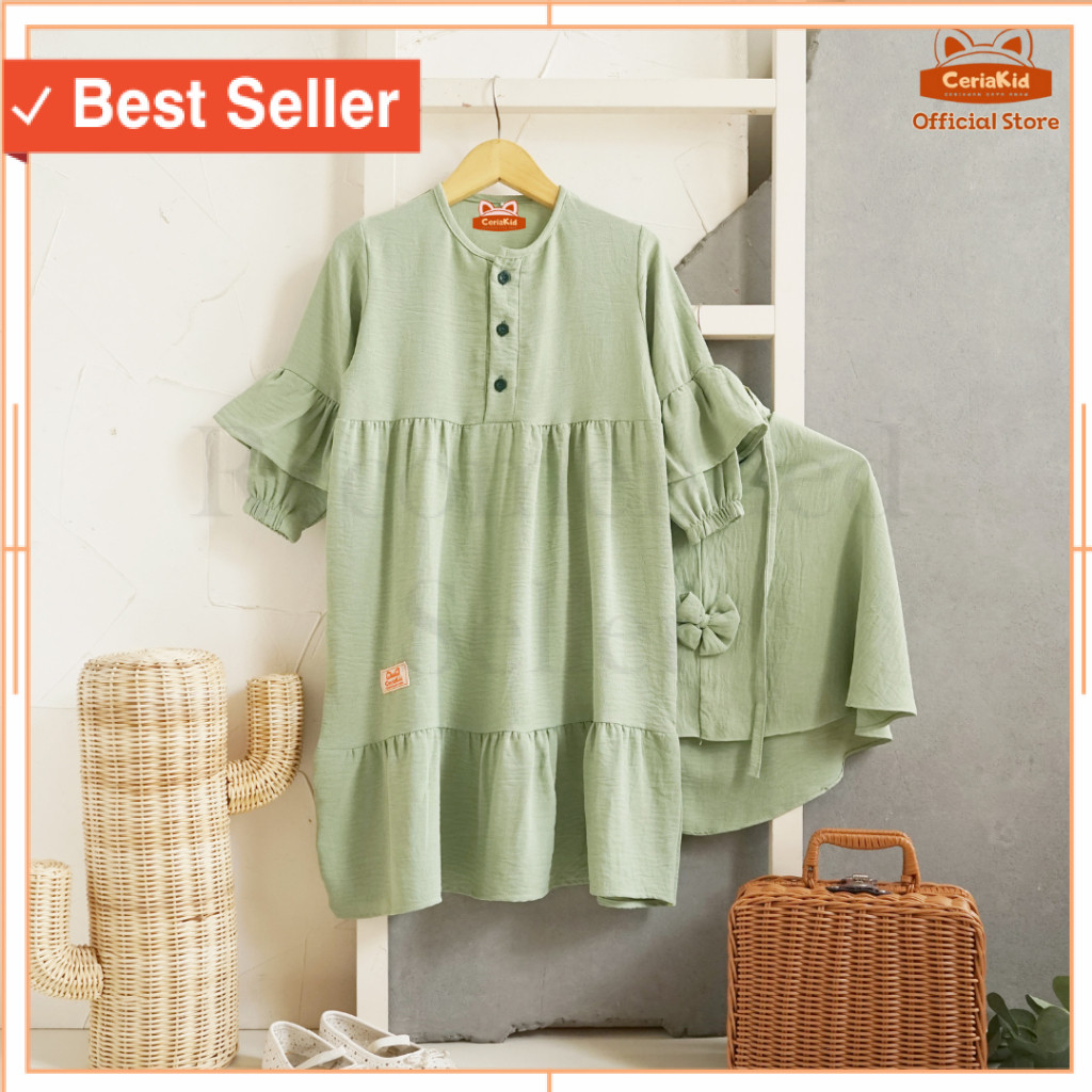 [Ceriakid] Gamis Anak Perempuan Set Hijab Aluna 1-8 Tahun/ Baju lebaran wanita kekinian Murah