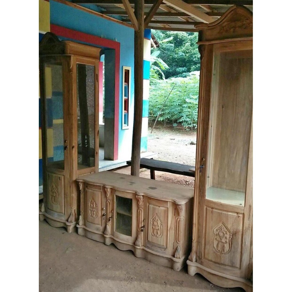 Bufet beffet rak pisah jati ukiran jepara mentahan hrg pengrajin FG4