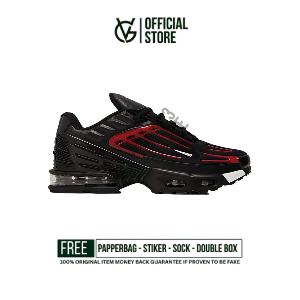 Sepatu Sneakers Nike Air Max Plus 3 Black Red Original BNIB Unisex