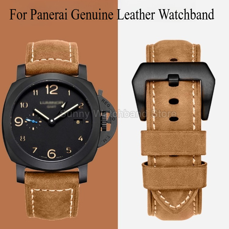 Premium Leather Watch Strap for Panerai Casio Tissot Citizen Reef Tiger RGA3532 RGA3503B Black Blue 
