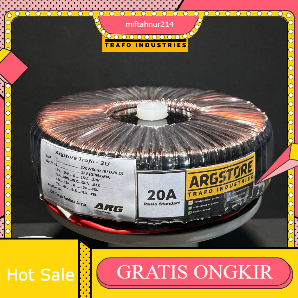 Trafo toroid donat 20A 45V CT Helenic German