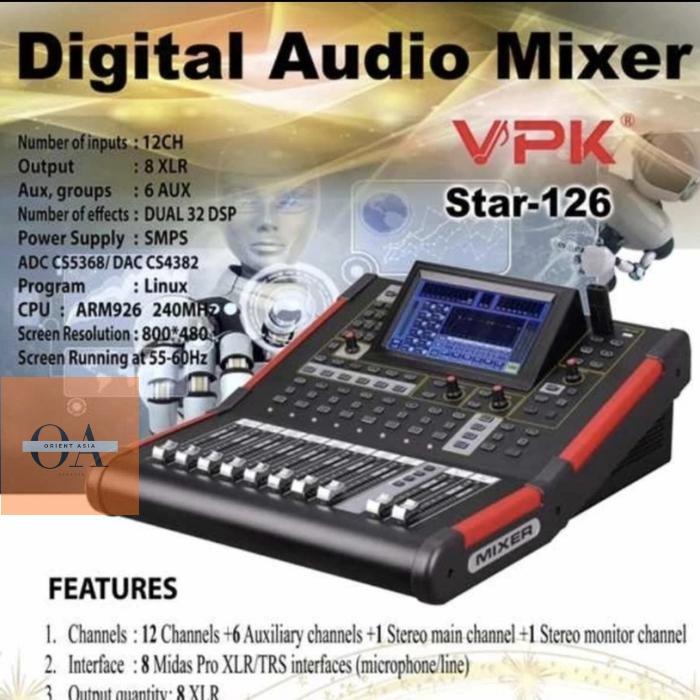 Digital Mixer VPK Star 126 Original 12 Channel Bluetooth - USB Number