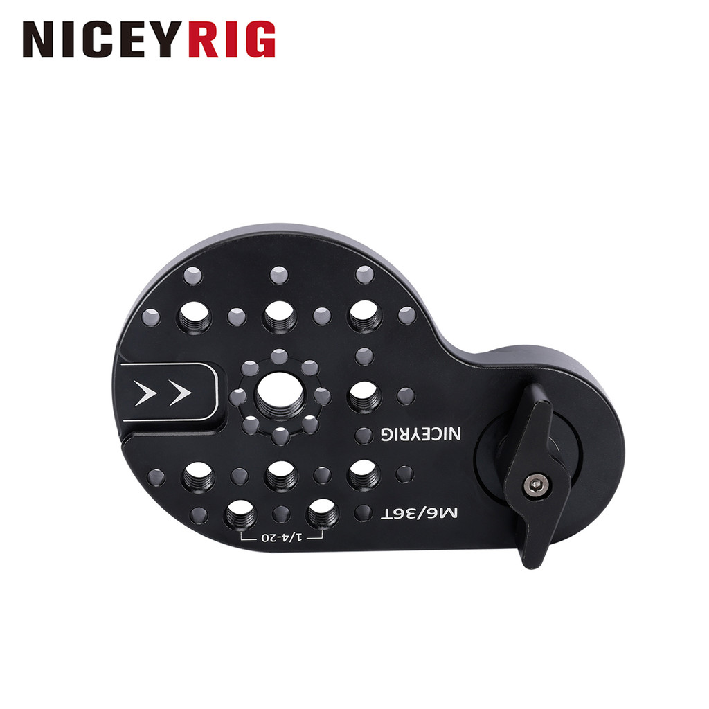 Niceyrig Video Tripod Mount Side Plate Rosette Mount (36T, M6 Thread) with Cold Shoe Mount and 1/4&3
