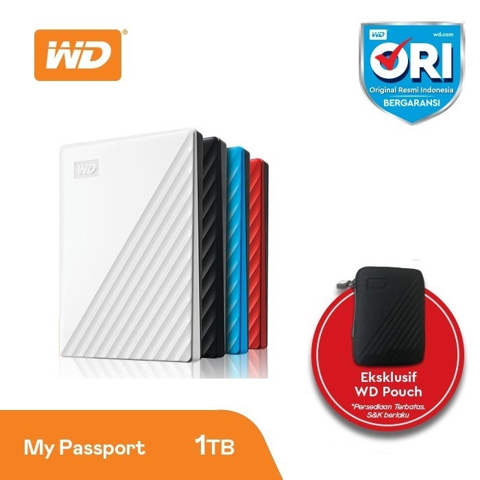 Hardisk Eksternal WD My Passport 1TB / 2TB / 4TB / 5TB / 6TB Slim HDD External My Passport 1-TB 2-TB