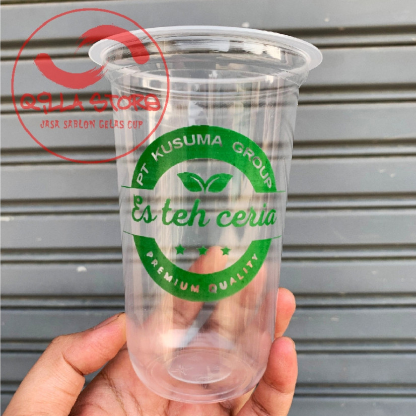 Promo SABLON CUP OVAL 12-14-16-18oz CUSTOM CETAK GELAS PLASTIK CEMBUNG PRINTING KEMASAN MINUMAN KOPI