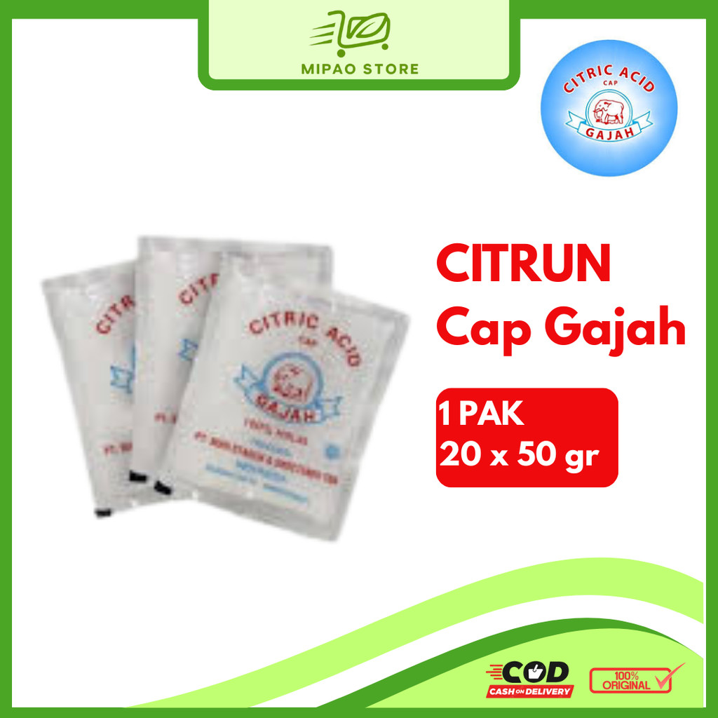 Citrun Cap Gajah 1pak isi 20 bungkus @50 gr - Citric Acid
