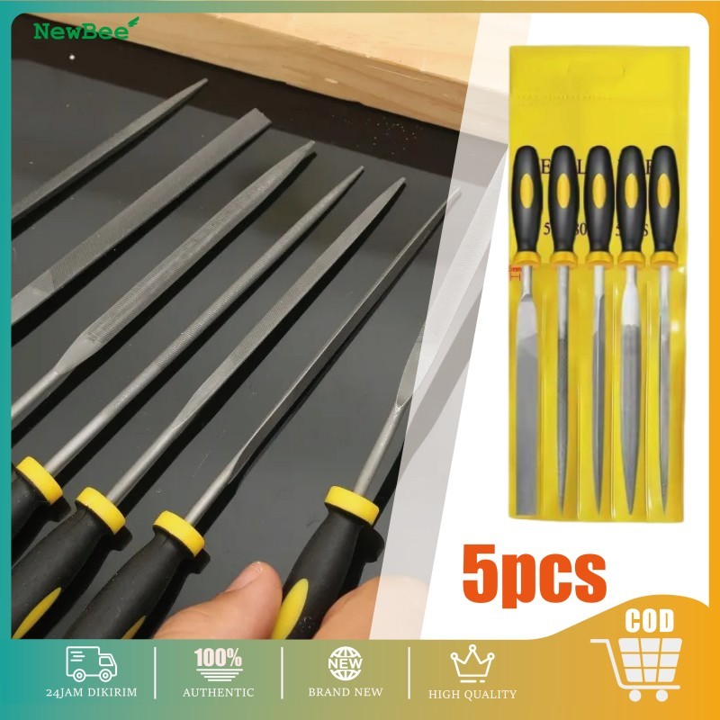 Alat Kikir Besi 5PCS/Set Plat / Bulat / Kotak / Segitiga Mini File Kikir Besi Alat Kikir Pegangan Ka