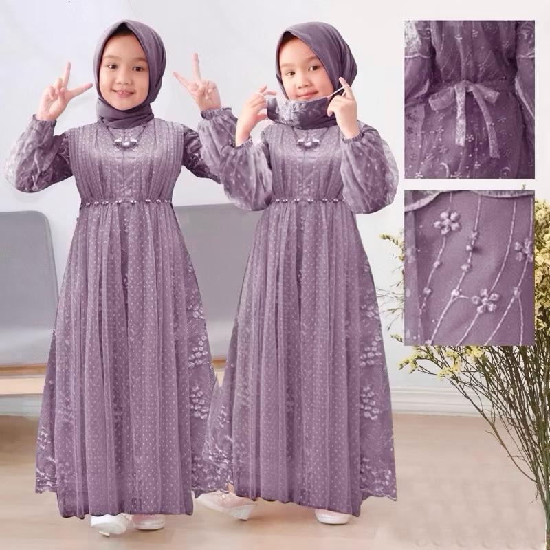 SETRAMALL    Liora Dres Pesta Anak Gamis Brukat Tile Remaja Gamis Anak Premium