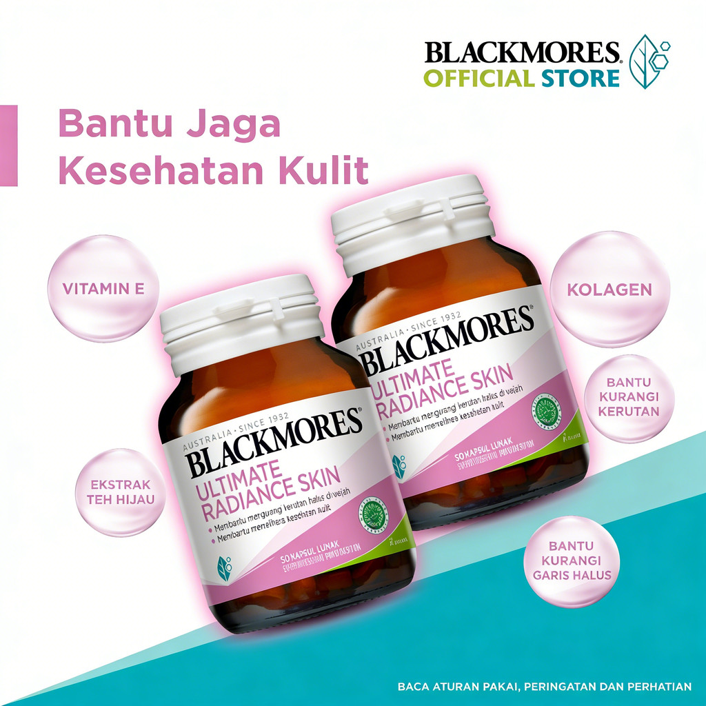 Blackmores Ultimate Radiance Skin 1 Kapsul Sehari Mengandung Kolagen, Vit E, Ekstrak Teh Hijau & Lai