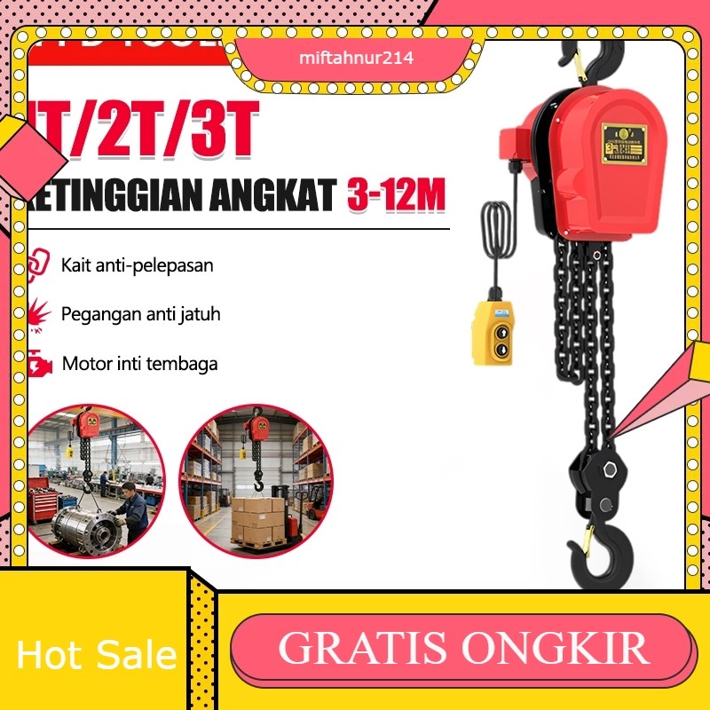 PPD Rantai Elektrik Hoist 750w 1Ton 2Ton 3Ton 380v Rantai Terbalik Lift Kecil