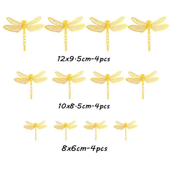 Vinnatsu 24PCS Hiasan Dinding Capung  Stiker Dinding Capung Berwarna Capung/Aplikasi Hiasan Capung 3